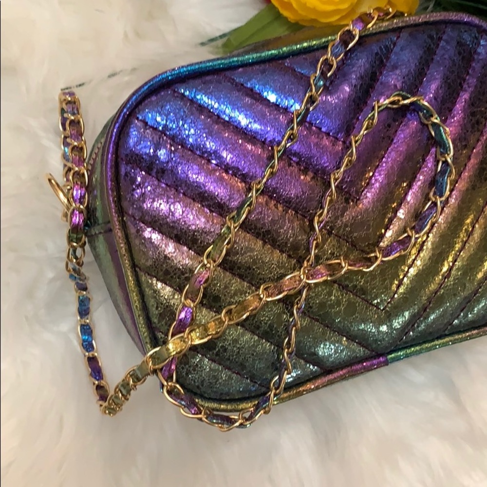 New! Rainbow Chevron Crinkle Crossbody - Picture 7 of 7